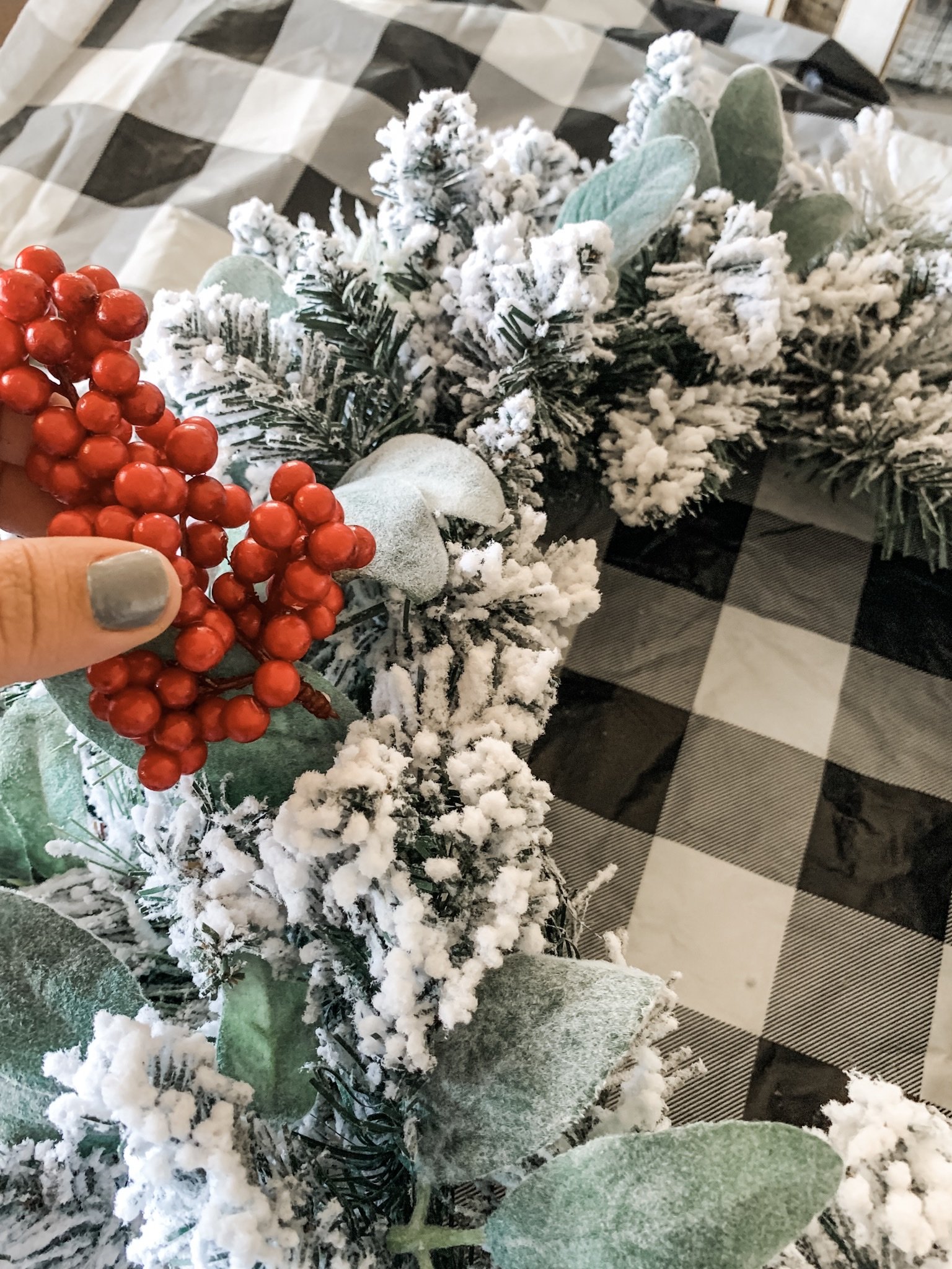 Flocked wreath idea for the holidays!