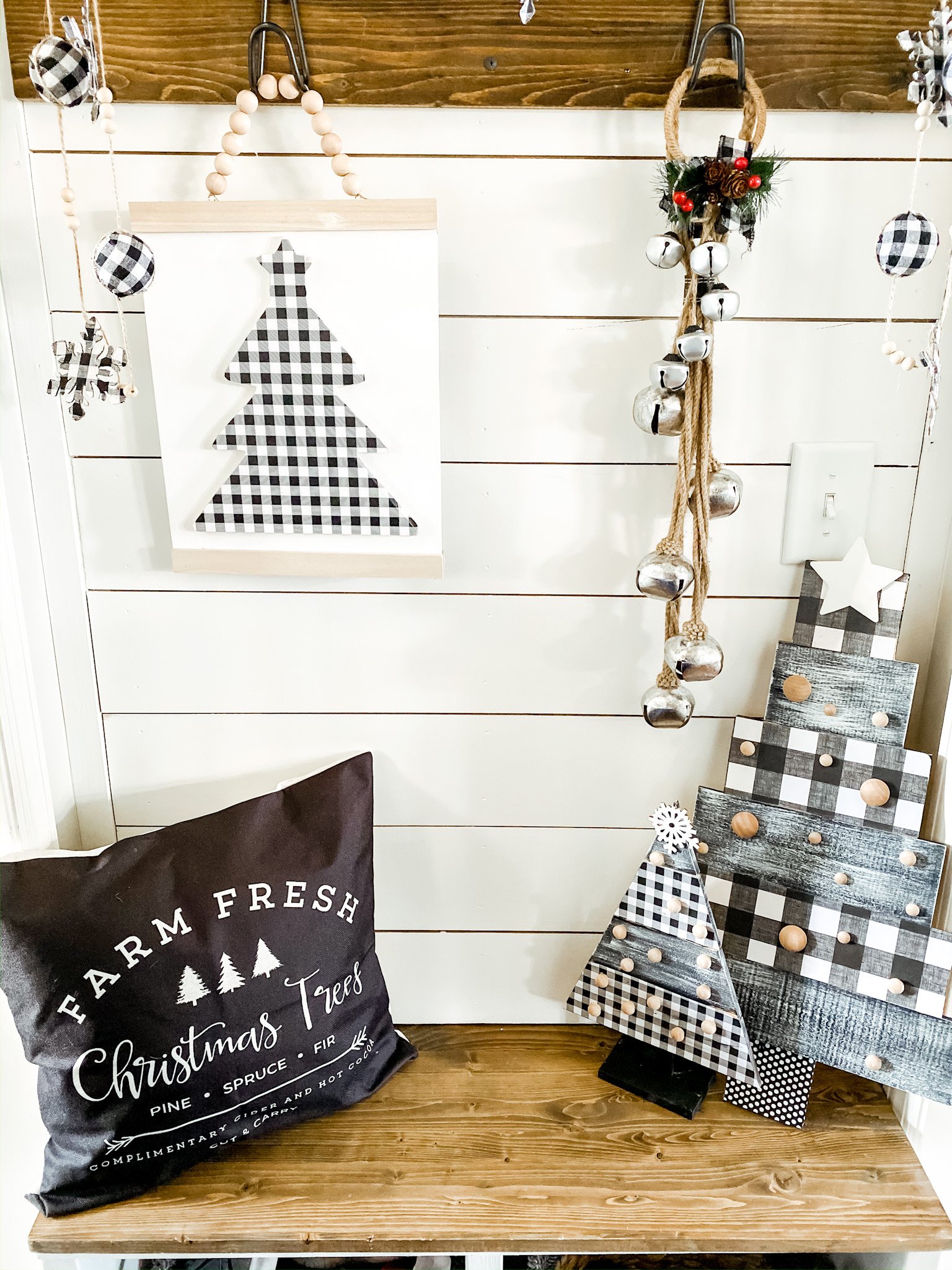 Buffalo check Christmas mudroom