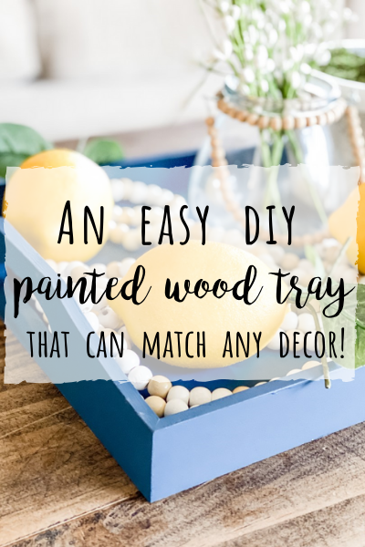 Painted wood tray DIY- navy tray with lemons