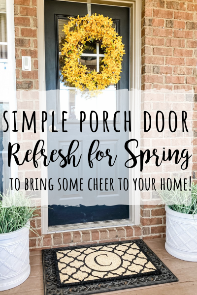 Simple porch door refresh for Spring with Old Time Pottery!