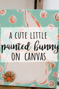 Cute painted bunny on canvas