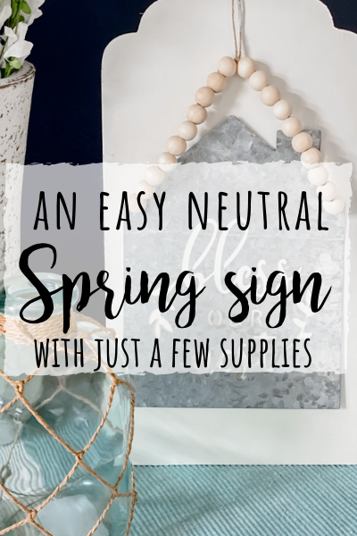Neutral spring sign with just a few supplies