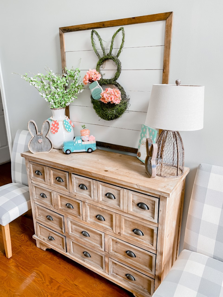 Spring entry way using coral and aqua!