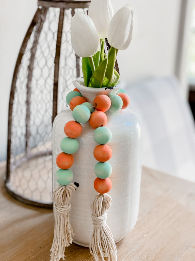 Painted wood bead hack for wood bead garlands