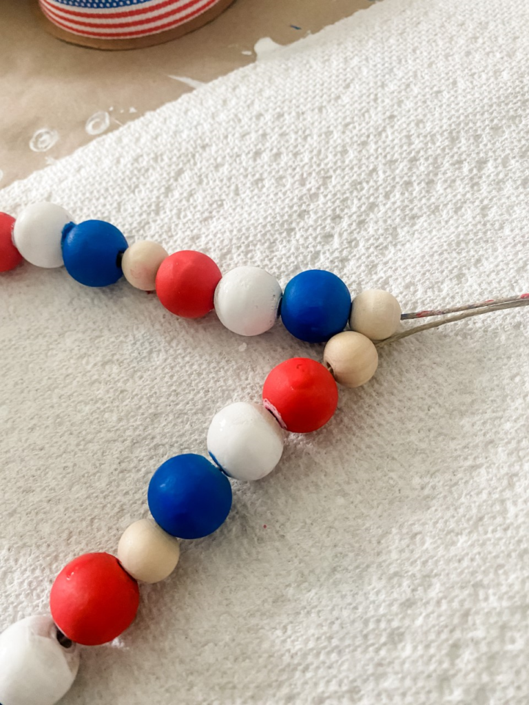 Patriotic wood bead tassel