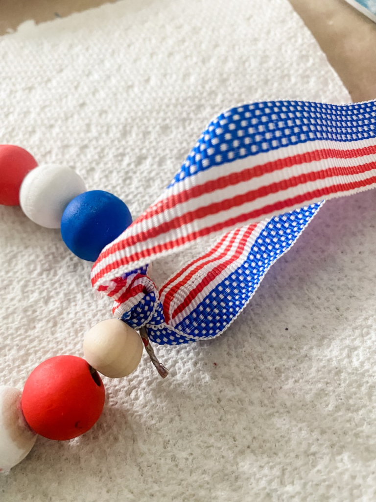 Patriotic wood bead tassel