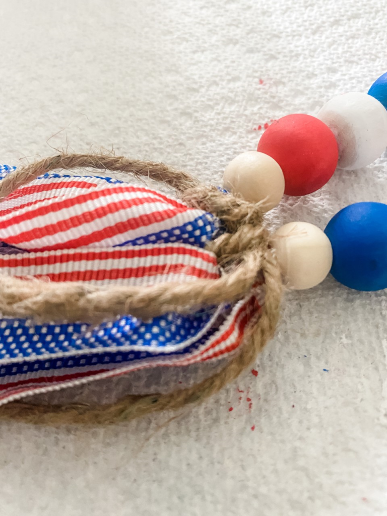 Patriotic wood bead tassel