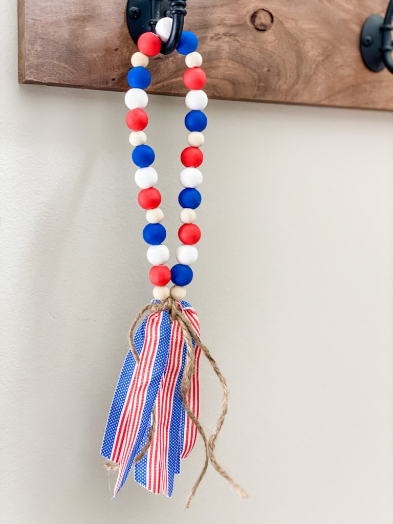 Patriotic wood bead tassel
