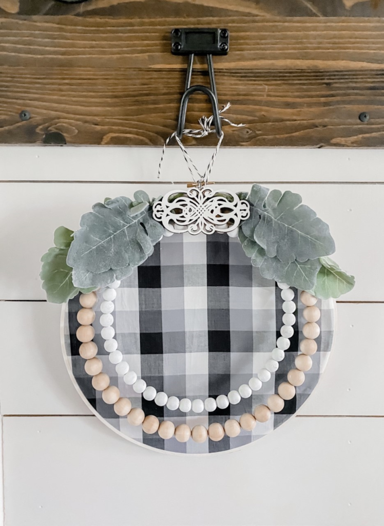 Wood Bead Embroidery hoop wreath