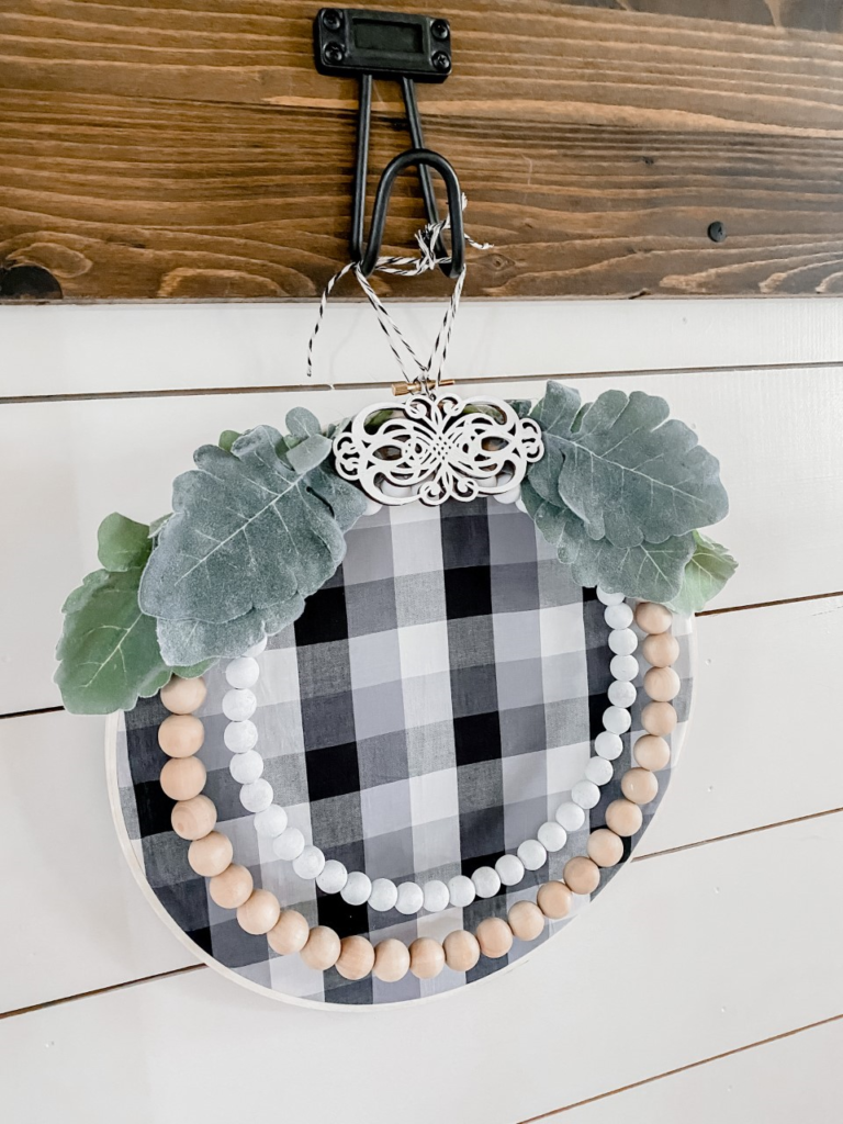 Wood Bead Embroidery hoop wreath