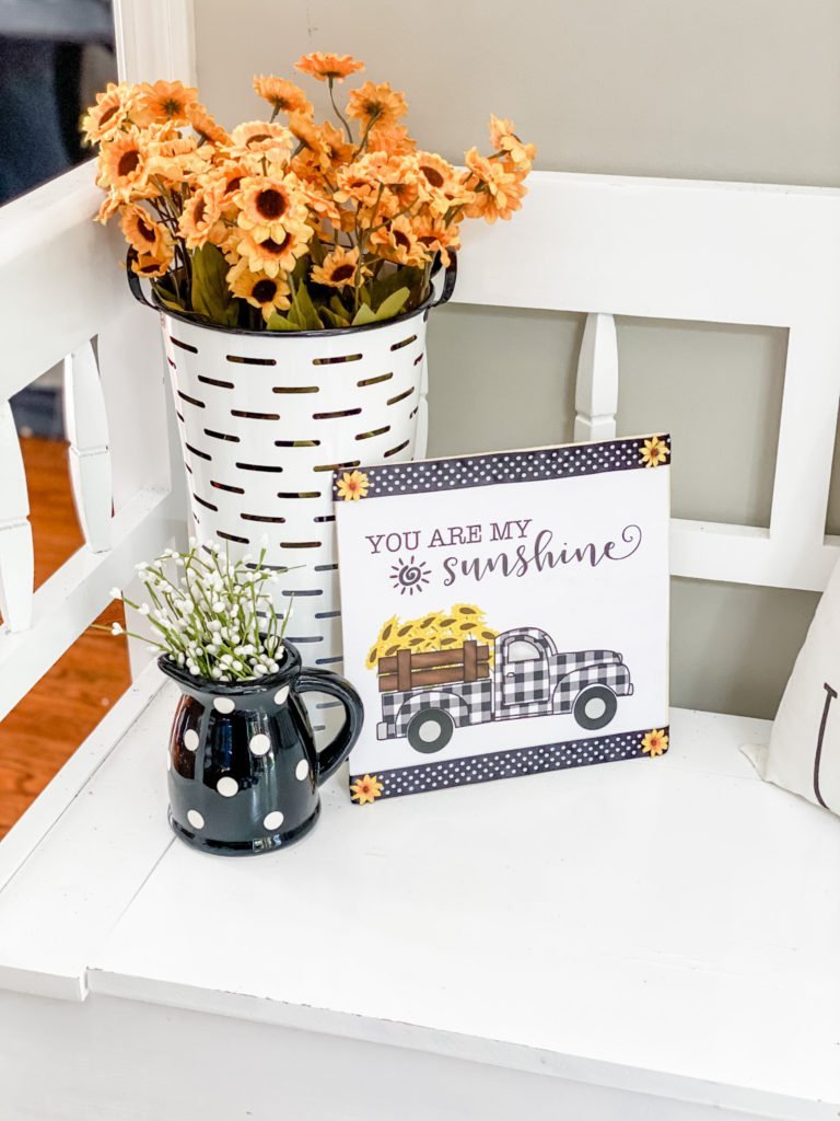 Sunflower decorations in my entry way! 