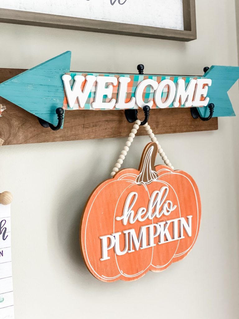 Fall entry way in aqua and orange! 