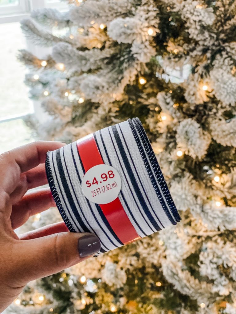 Flocked tree with ribbon