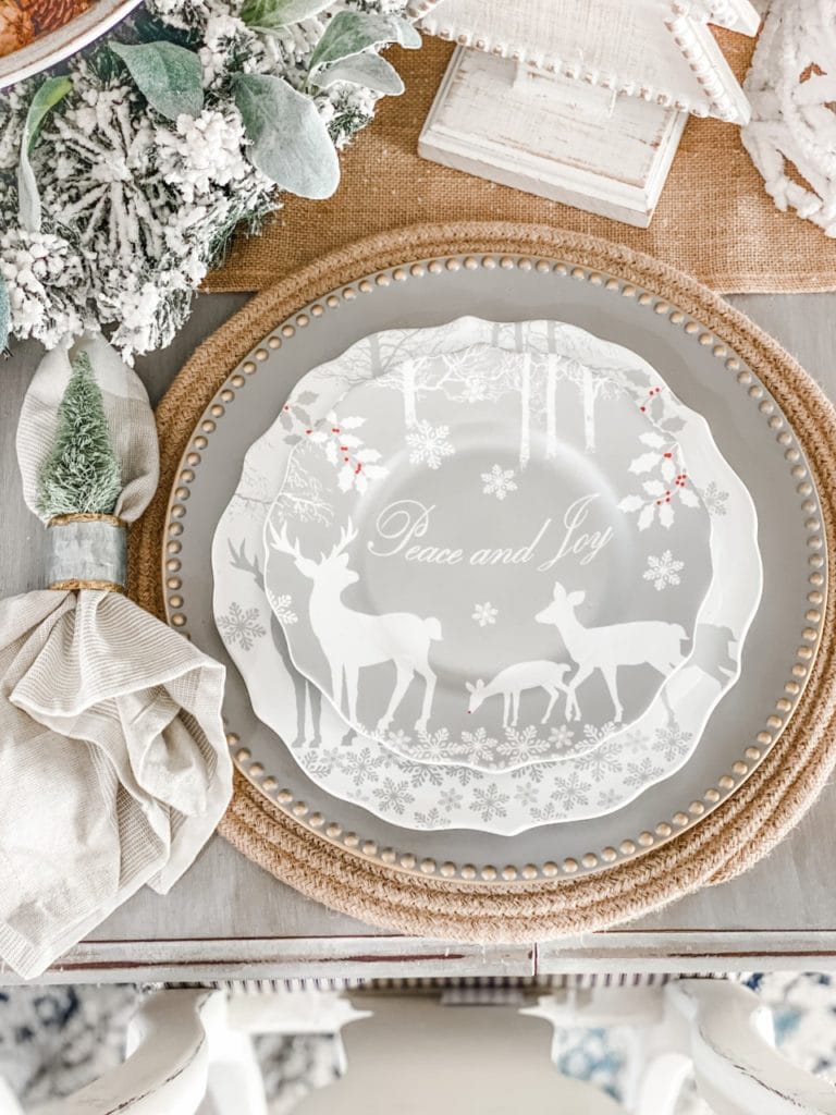 Neutral Christmas Dining room place setting