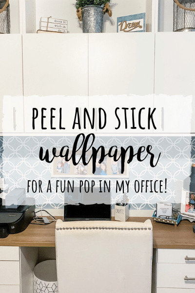 Peel and stick wallpaper for a fun pop in my office!