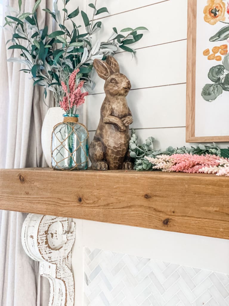 Spring decor on mantel