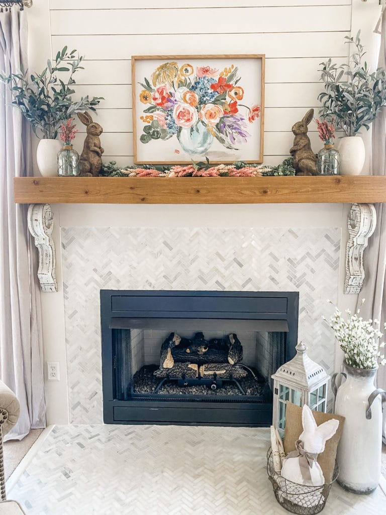 spring fireplace decor