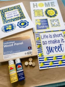 supplies for diy lemon sign