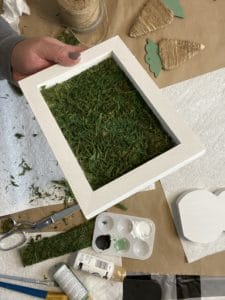 diy bunny craft with moss base