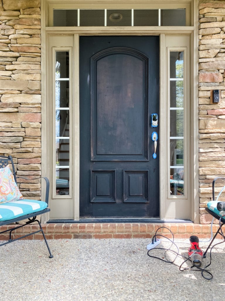 one coat of paint on front door