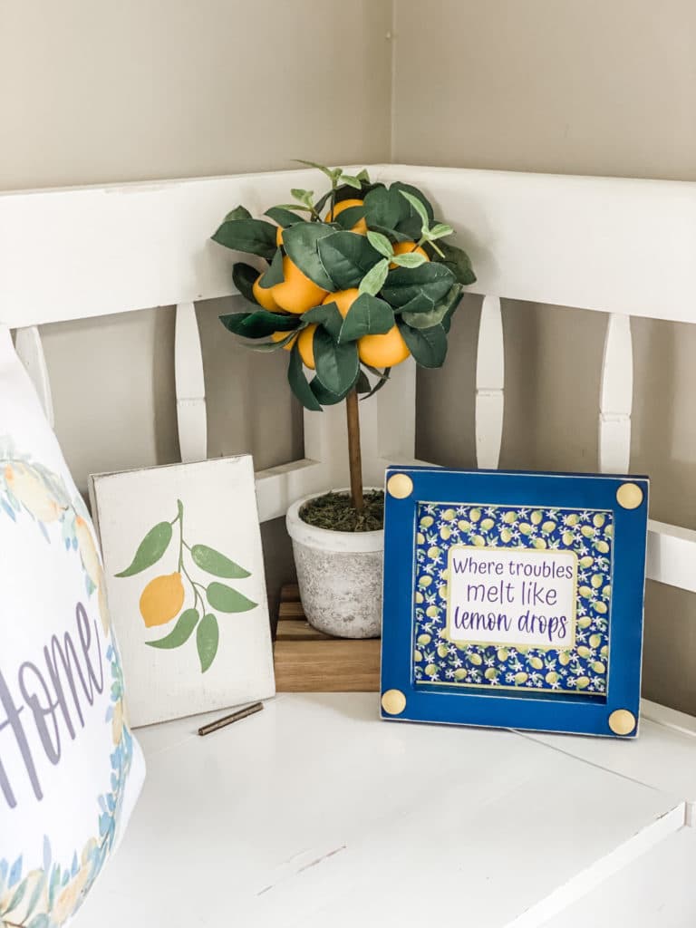 navy and lemon decor