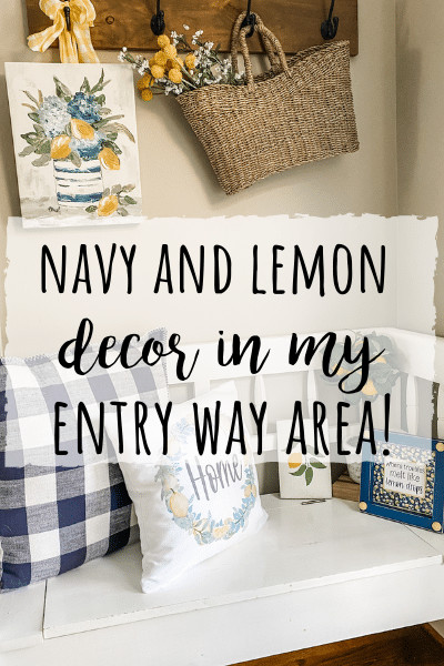 Navy and lemon decor in my entry way!