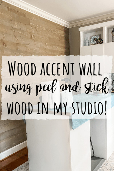 Wood accent wall using peel and stick wood in my studio!