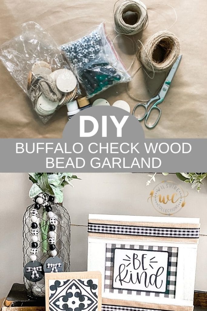 Buffalo Check Wood Bead Garland DIY