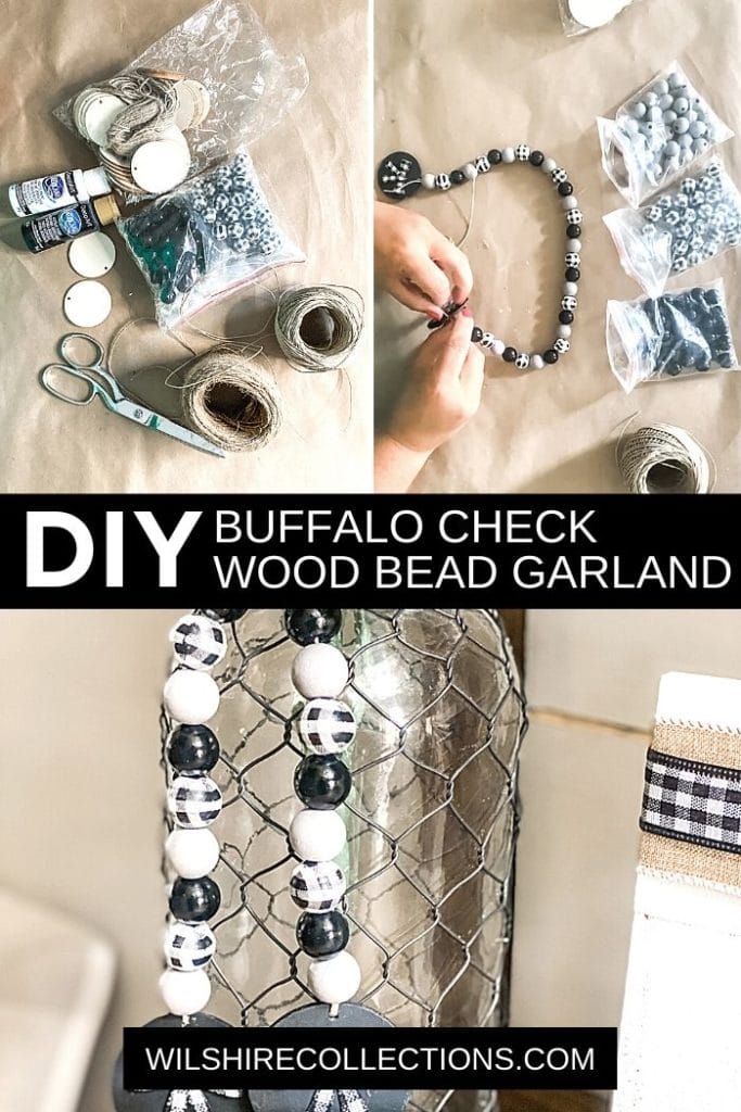 DIY Buffalo Check Wood Bead Garland