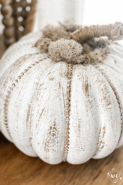 Faux wood bead pumpkin DIY