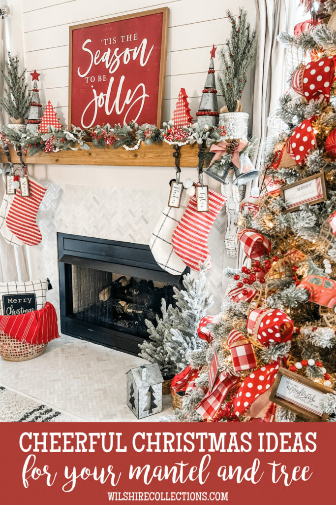 Cheerful Christmas mantel ideas using red and white