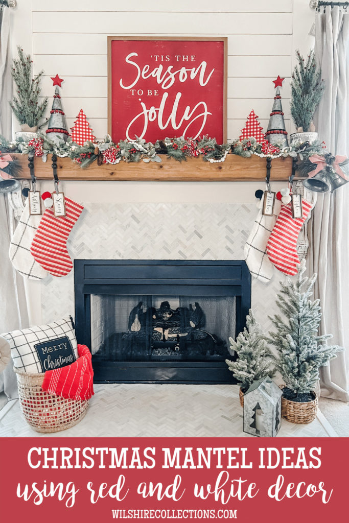 Cheerful Christmas mantel ideas using red and white