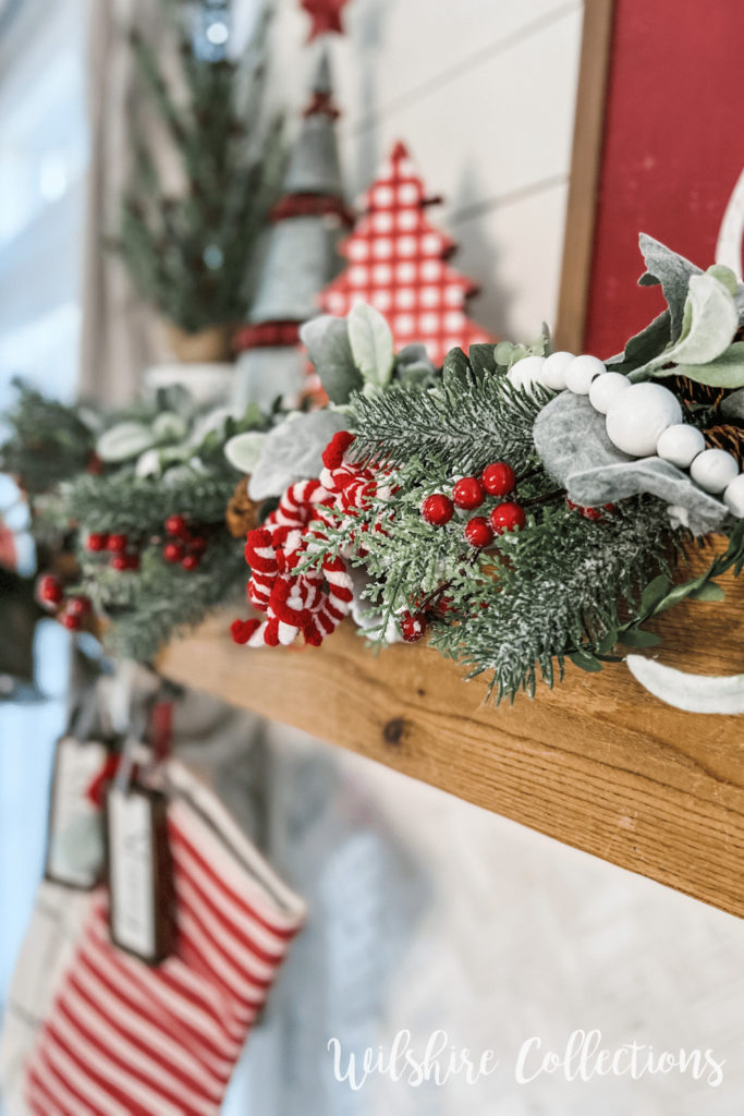 Cheerful Christmas mantel ideas using red and white