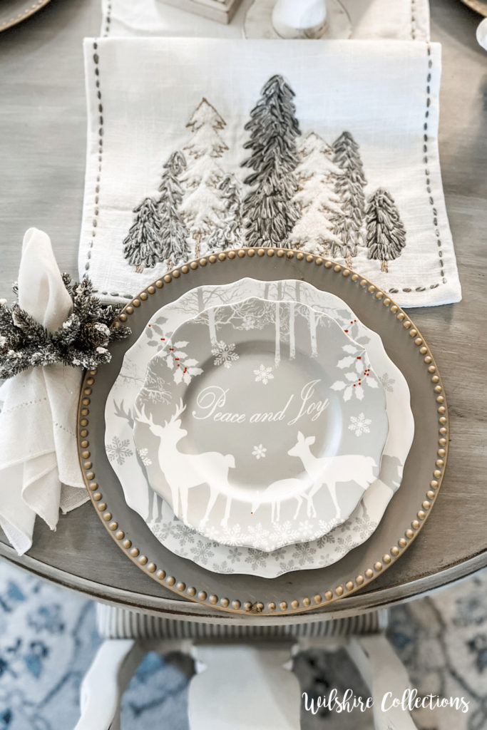 Winter White dining room Christmas decor