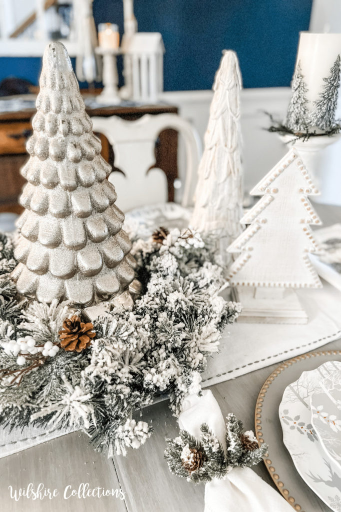 Winter White dining room Christmas decor