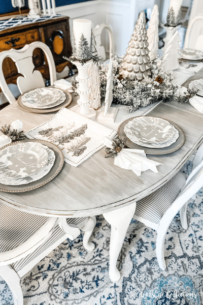 Winter White dining room Christmas decor