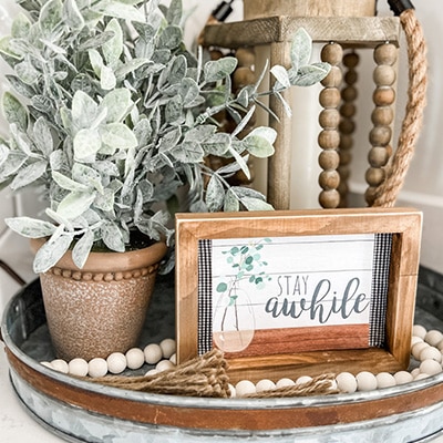 Buffalo Check Entry way decor with cute pitcher - Wilshire Collections