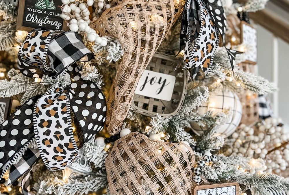 Christmas tree ideas using black, white and leopard!