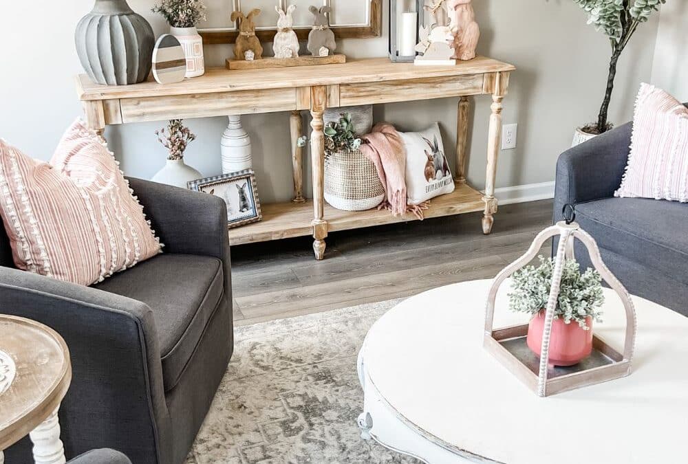 Spring decorating ideas using pink and gray