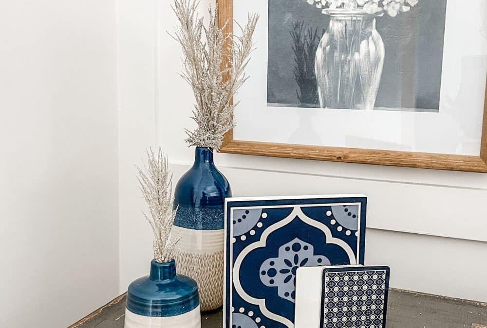 Navy DIY decor idea using moroccan tile printables