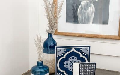 Navy DIY decor idea using moroccan tile printables