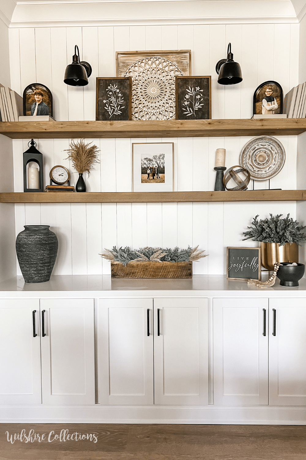 Decorating Shelves in a Farmhouse Kitchen