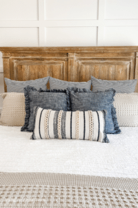 Neutral and navy bedding