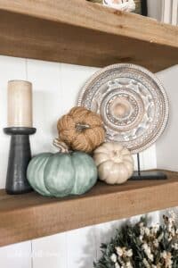 Fall bookshelf styling