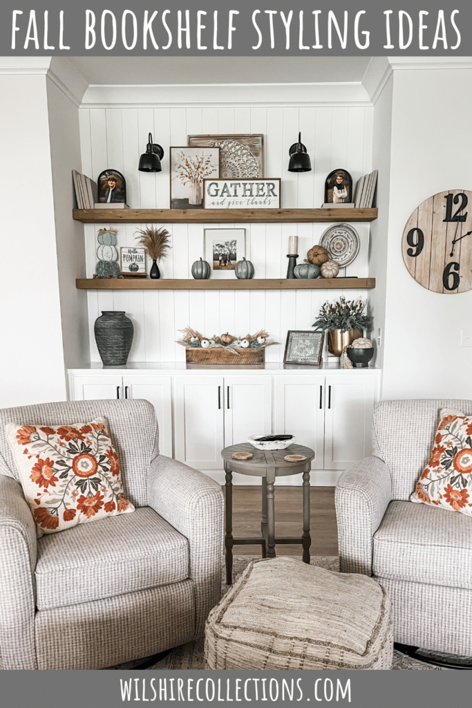 Fall bookshelf styling 