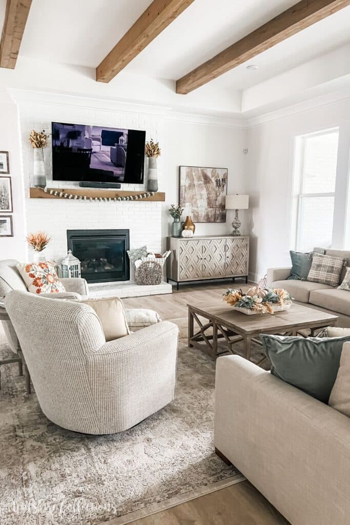 Sage green fall living room