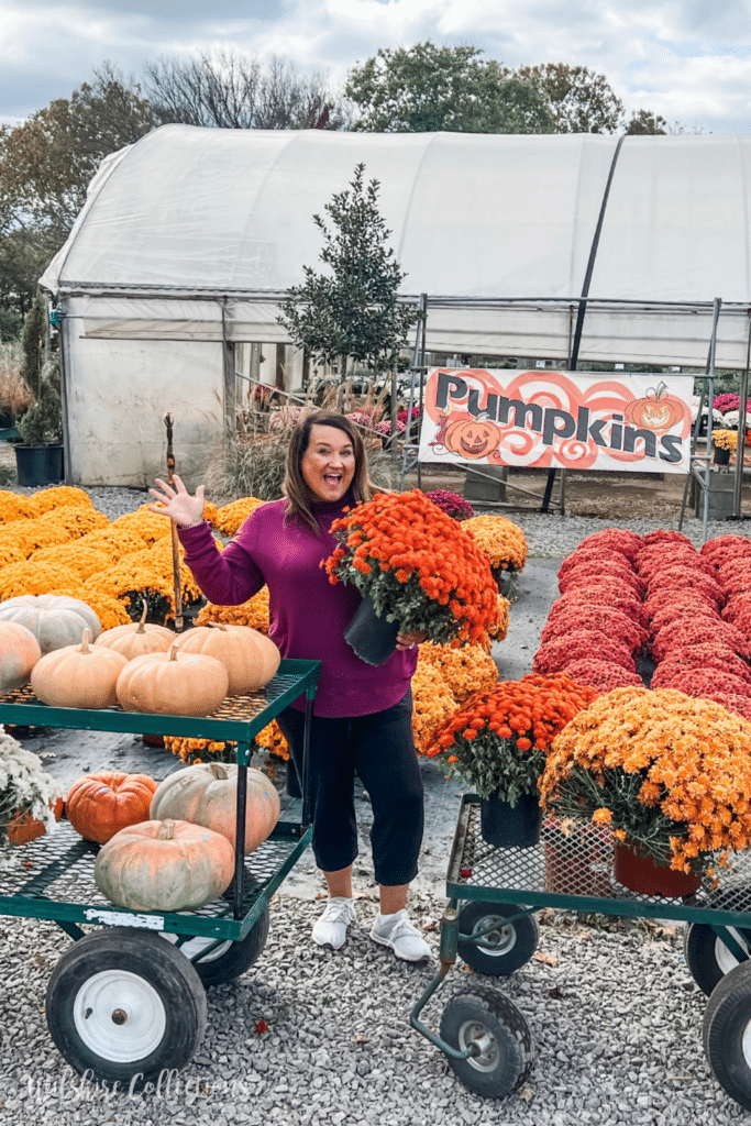 Fall front porch cascading pumpkins 