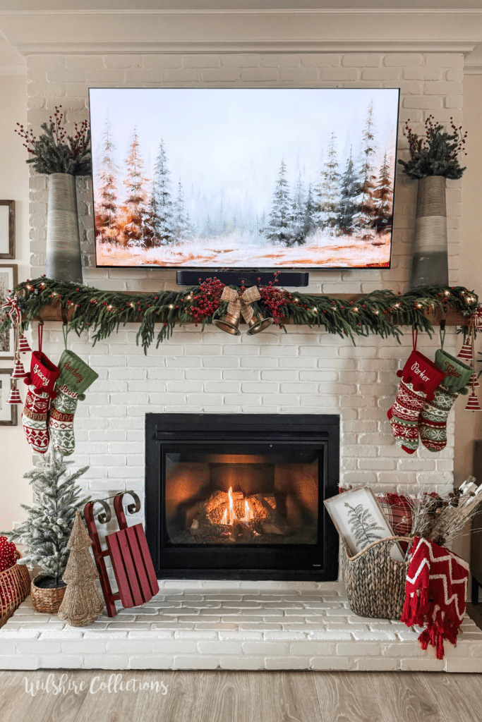 How to decorate a mantel with a TV for Christmas