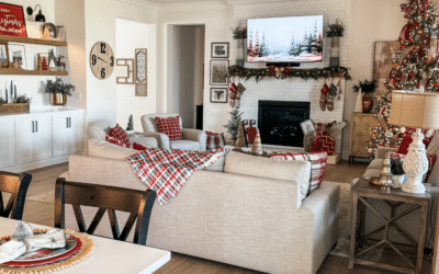 Classic Christmas living room decor using red and green