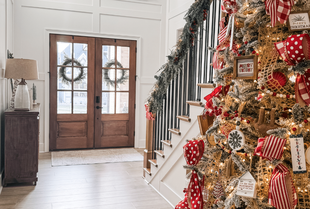 Welcoming Christmas entry way decor